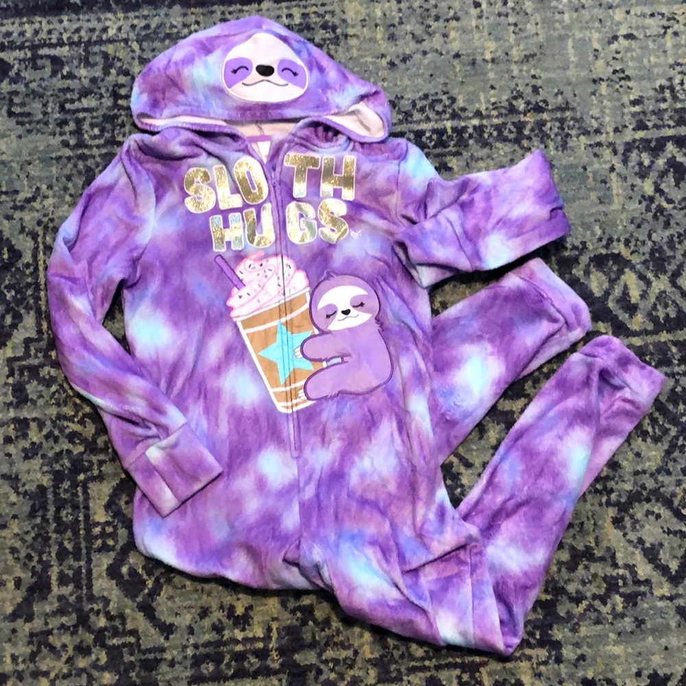 Justice girls one piece fleece pajama size 12